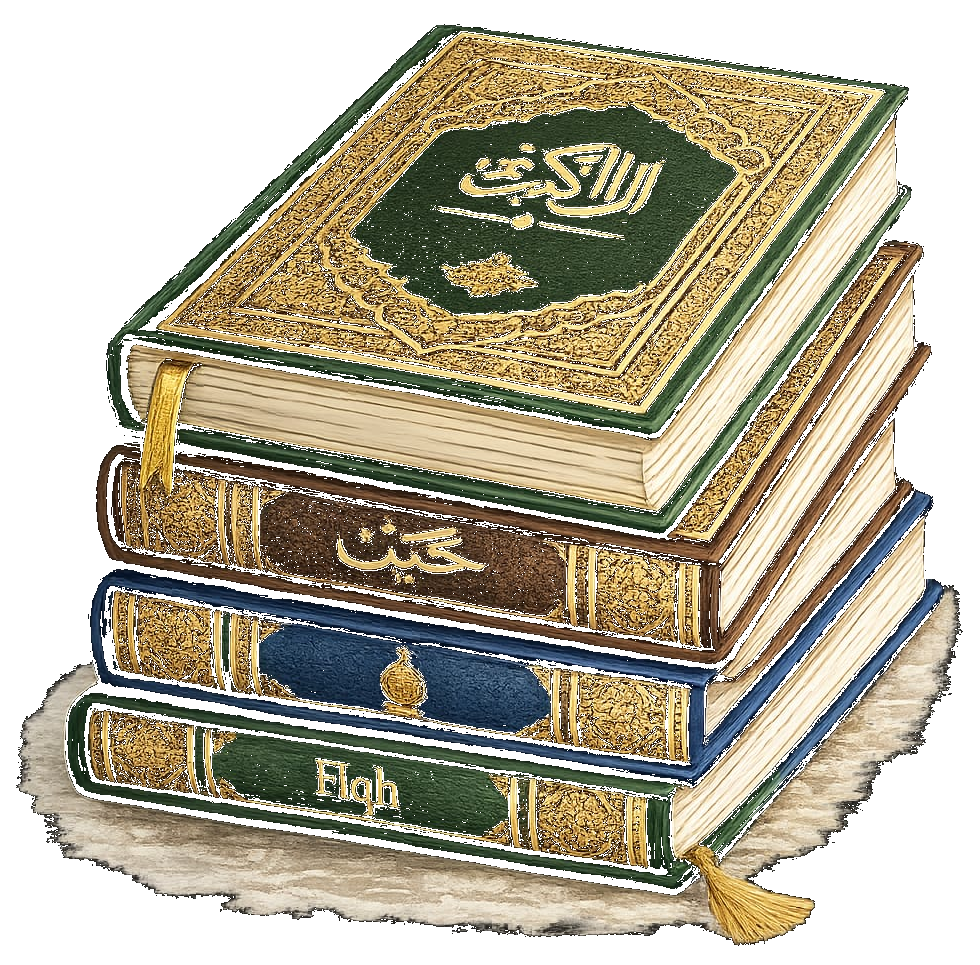 islamic books stack transparent