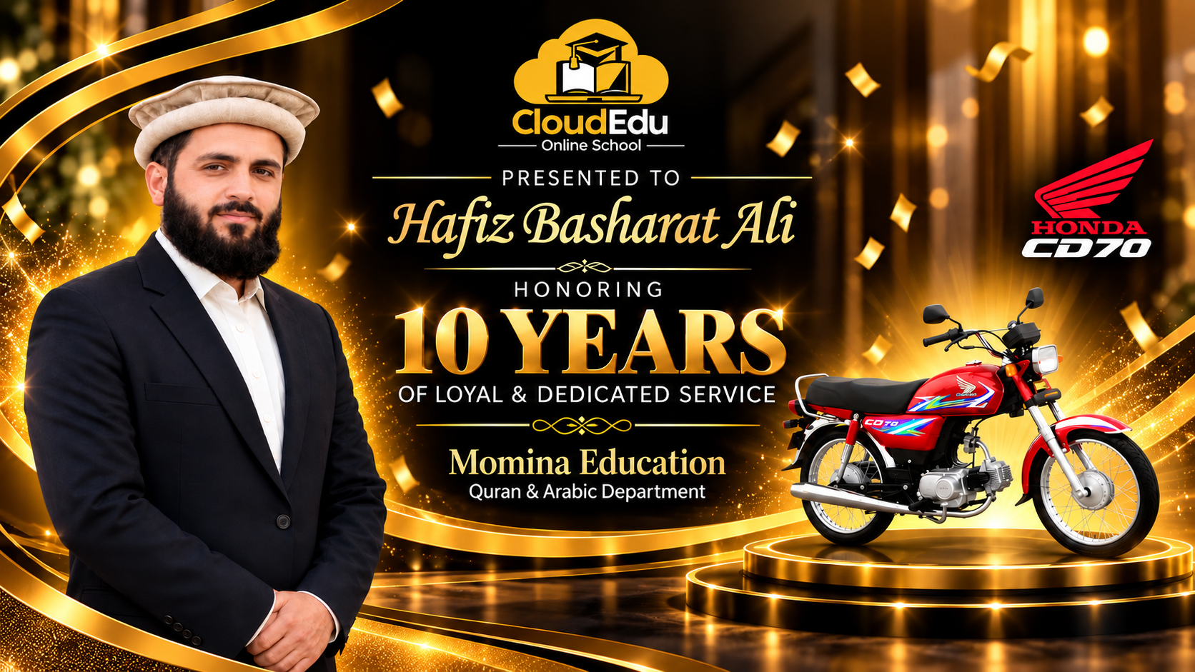 Hafiz Basharat Ali - 10 Years of Dedicated Service with CloudEdu Online School