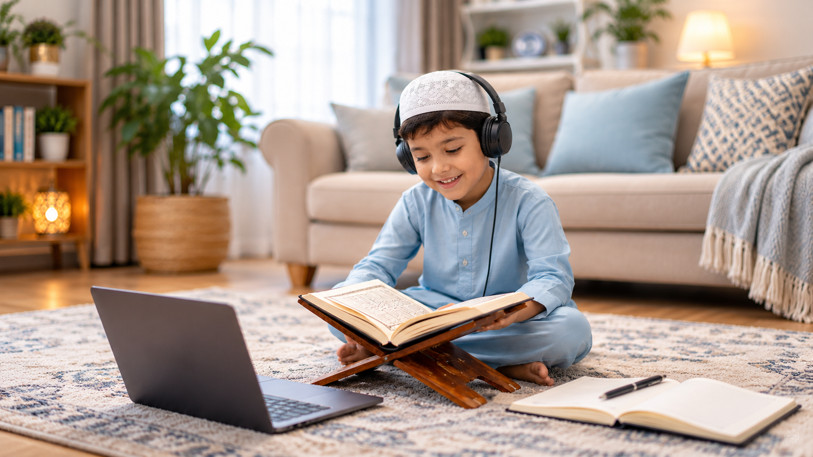Comfortable study corner for Quran learning